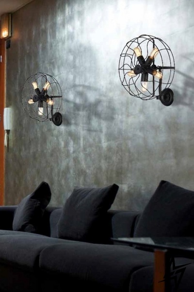 Настенный светильник Azzardo Fan Wall AZ1349 15988 фото в живую, фото в дизайне интерьера