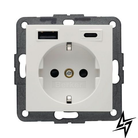 Розетка с ж/к + USB A/C 20W PD S.1/B.3 полярное белье Berker 48148989 фото