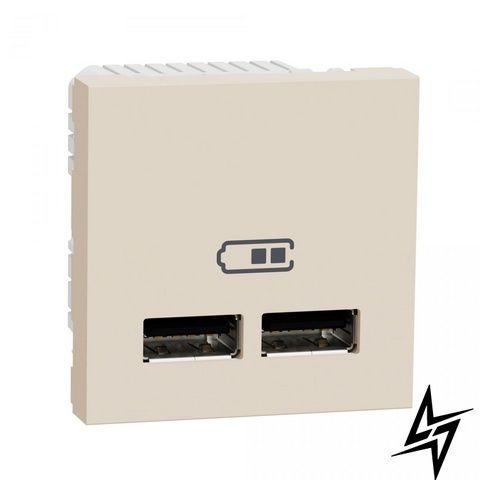 Розетка USB Schneider Electric NU341844 Unica New, бежева, глянцева, 220 В NU341844 фото
