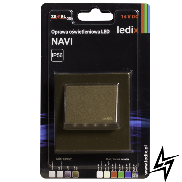 Настінний світильник Ledix Navi з рамкою 11-211-42 врізний Старе золото 3100K 14V LED LED11121142 фото наживо, фото в дизайні інтер'єру