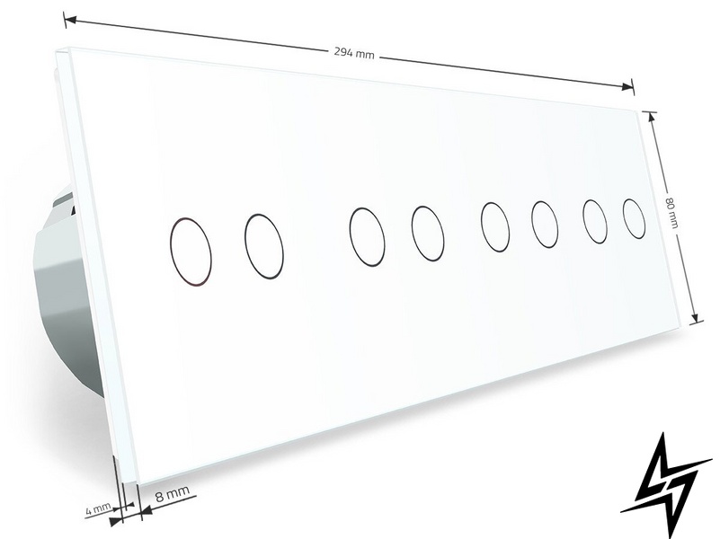 Сенсорный радиоуправляемый выключатель 8 каналов (2-2-2-2) Livolo белый стекло (VL-C708R-11) фото