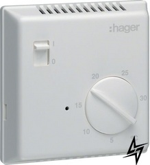 Цифровой термостат EK003 ручное ВКЛ/ВЫКЛ 230В/8А Hager фото