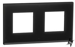 Горизонтальна двухпостовая рамка Unica New Pure NU600486 чорне скло / антрацит Schneider Electric фото