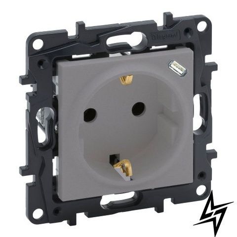 Розетка з з/к 16 A+USB Тип C 1,5 A 250 В автоматичні клеми NILOE STEP Legrand 864327 колір алюміній фото