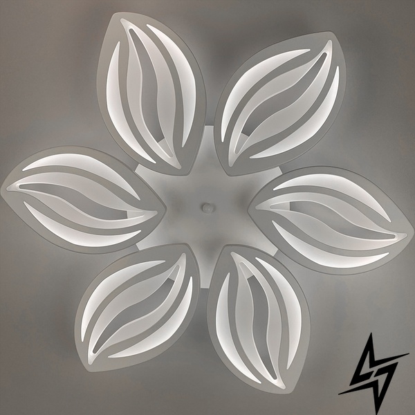 Светодиодный Led светильник на 6 лепестков LE39609 Белый 60x9x60см LED 77W 3000-6000K A 2325/6 WH фото в живую, фото в дизайне интерьера