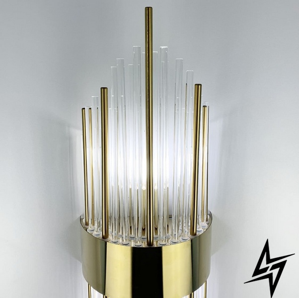 Роскошное настенное бра со стеклянными и металлическими трубочками LE26119 2xE14 22x60см Золото WM 222/2 GD фото в живую, фото в дизайне интерьера