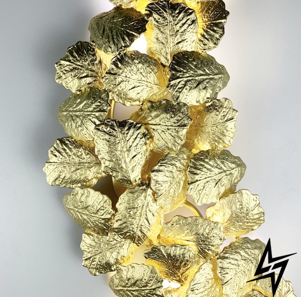 Настенный светильник во флористических мотивах из фактурных листьев LE26319 4xG9 25x60см Золото WB 5040 фото в живую, фото в дизайне интерьера