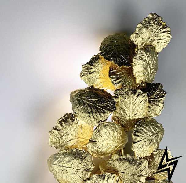 Настенный светильник во флористических мотивах из фактурных листьев LE26319 4xG9 25x60см Золото WB 5040 фото в живую, фото в дизайне интерьера