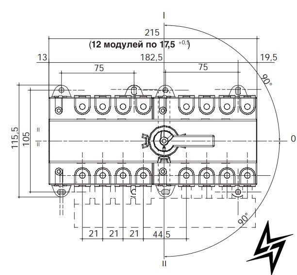 Переключатель I-0-II Hager HI403R 4P, 63 А, 1-0-2 HI403R фото