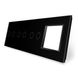 Сенсорная панель выключателя 6 сенсоров и розетку (2-2-2-0) Livolo черный стекло (VL-P702/02/02/E-8B) фото