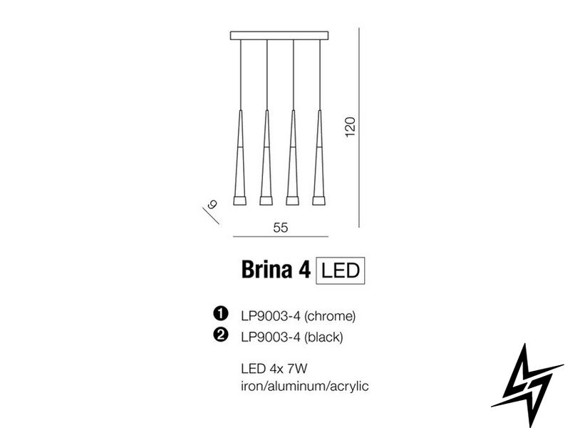 Подвесной светильник AZ0933 Azzardo Brina LP9003-4-CH ЛЕД  фото в живую, фото в дизайне интерьера