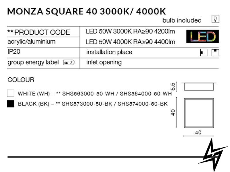 Стельовий світильник Azzardo Monza Square AZ2274 LED 23765 фото наживо, фото в дизайні інтер'єру