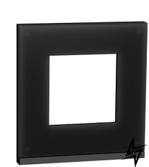 Горизонтальна однопостова рамка Unica New Pure NU600286 чорне скло / антрацит Schneider Electric фото