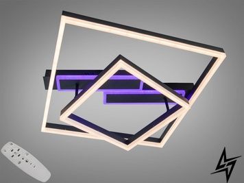 Стельова LED люстра чорна 85W пульт димер 2548BK LED 3color dimmer фото