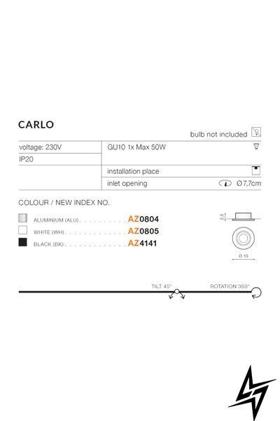 Точечный встраиваемый светильник Azzardo Carlo AZ4141 черный GU10 AZ4141 фото