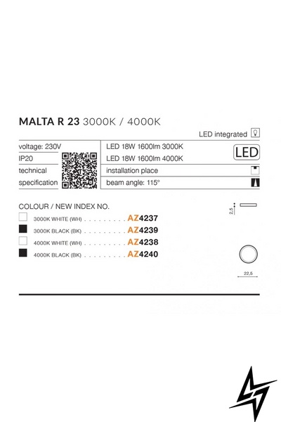 Точковий накладний світильник Azzardo AZ4237 Malta LED 50250 фото наживо, фото в дизайні інтер'єру