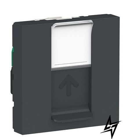 Одинарна комп'ютерна розетка NU341154 RJ45 cat.5e UTP з полем для напису 2М антрацит Unica New Schneider Electric фото