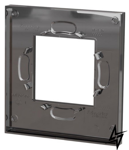 Горизонтальная однопостовая рамка Unica New Pure NU600286 черное стекло/антрацит Schneider Electric фото