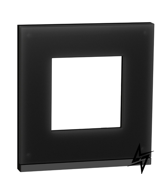 Горизонтальная однопостовая рамка Unica New Pure NU600286 черное стекло/антрацит Schneider Electric фото
