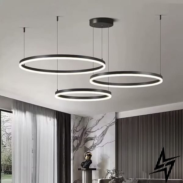 LED-люстра на три кільця 80, 60 та у чорному каркасі 40 см 26-0121 фото