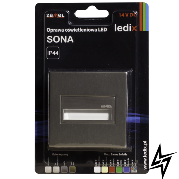 Настенный светильник Ledix Sona квадратная 14-211-26 врезной Сталь RGB 14V ЛЕД LED11421126 фото в живую, фото в дизайне интерьера