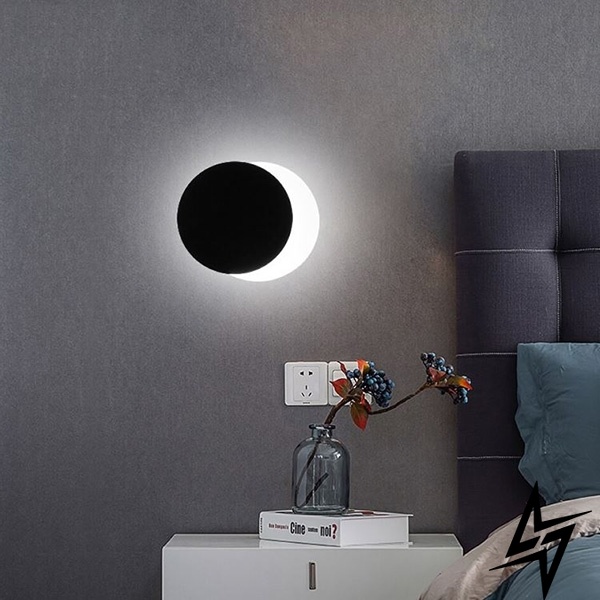 Бра LED Eclipse H20cm S23-38616 22 см Чорний/Білий 043107 фото наживо, фото в дизайні інтер'єру