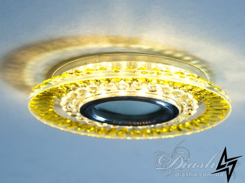 Хрустальный точечный светильник D23-31674 Желтый XF001-Y+LED фото в живую, фото в дизайне интерьера