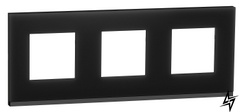 Горизонтальная трехпостовая рамка Unica New Pure NU600686 черное стекло/антрацит Schneider Electric фото