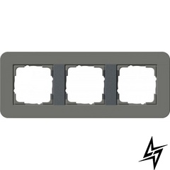 0213423 Рамка с антрацитовой подложкой E3 Темно-серый / Антрацит 3-постовая Gira фото