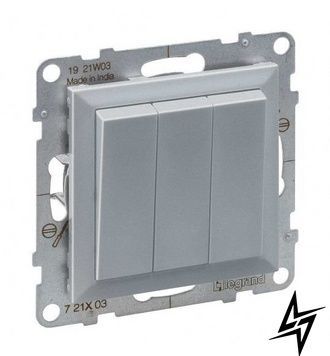 Выключатель 3-кл винт. клеммы 20AX/250V для серии SUNO алюминий Legrand 721303 фото