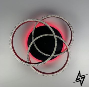 LED світильник з пультом дк чорний на 3 кільця з хромованою смужкою d30 см A55063/3С RGB BK+CH фото