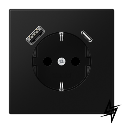 Розетка з USB SCHUKO 16А чорна матова LS 990 Jung LS1520-15CASWM фото