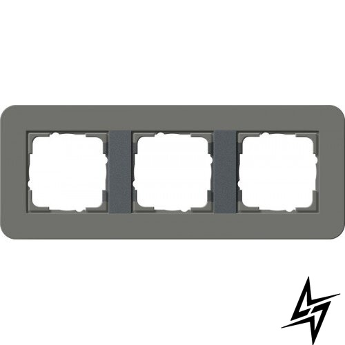 0213423 Рамка с антрацитовой подложкой E3 Темно-серый / Антрацит 3-постовая Gira фото
