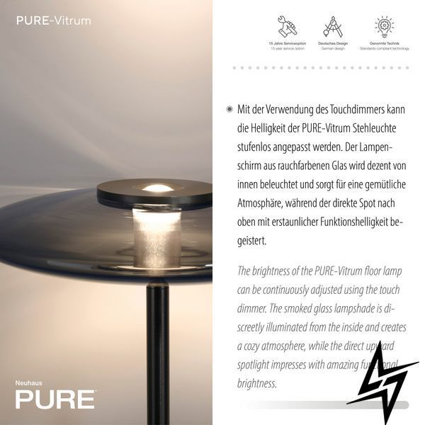 Торшер Paul Neuhaus Pure Vitrum 481-15 LED 14,2W 500Lm 2700K Серый фото