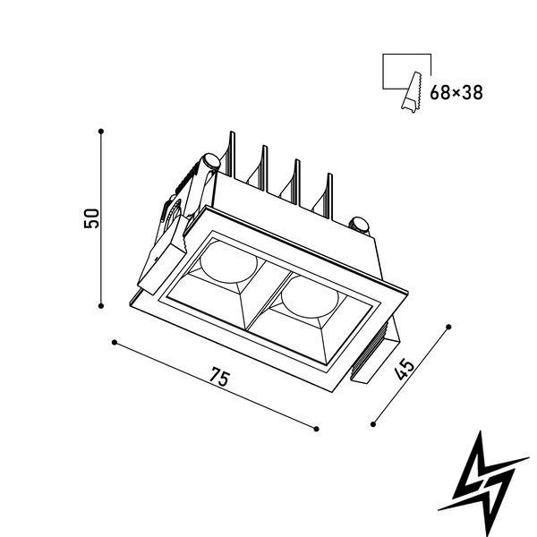 Точечный встраиваемый светильник Kloodi KD-POINT 2X2 4W 3K BK черный KD-POINT 2X2 4W 3K BK фото