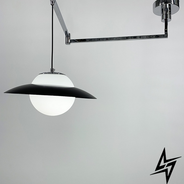 Регулирующий подвесной светильник в хромовом корпусе с черной обводкой LE39561 Хром/Белый 1xE27 YG 88/1 CH+BK фото в живую, фото в дизайне интерьера