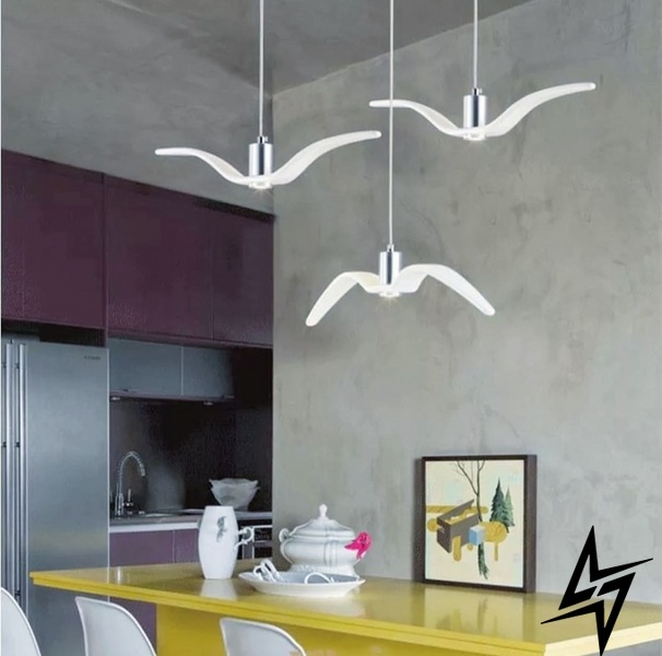 Декоративные подвесные светильники в форме птицы-чайки LE26071 LED 2W 4000K 8x39см Белый DE 11 фото в живую, фото в дизайне интерьера