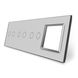 Сенсорная панель выключателя 6 сенсоров и розетку (2-2-2-0) Livolo серый стекло (VL-P702/02/02/E-8I) фото