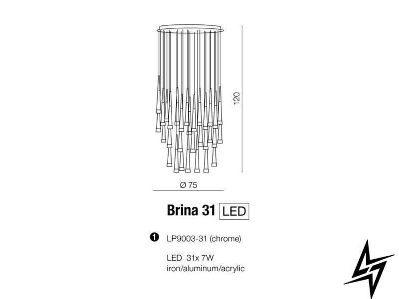 Подвесной светильник AZ1046 Azzardo Brina LP9003-31-CH ЛЕД  фото в живую, фото в дизайне интерьера