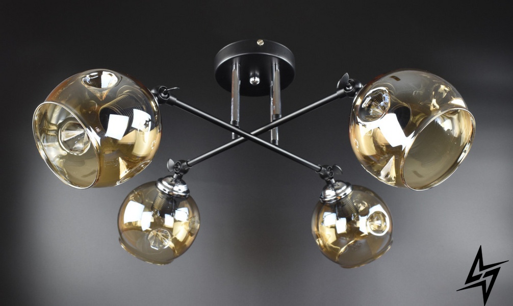 Стельова люстра на 4 лампочки L23-37129 Чорний 51810/4-br фото наживо, фото в дизайні інтер'єру
