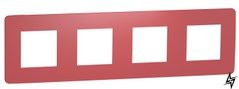 Четирехпостовая рамка Unica New Studio Color NU280813 червоний / білий Schneider Electric фото