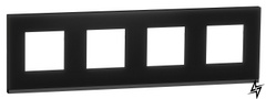 Горизонтальная четырехпостовая рамка Unica New Pure NU600886 черное стекло/антрацит Schneider Electric фото