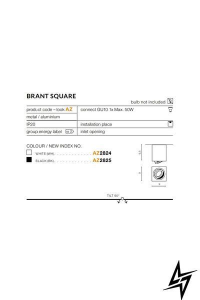 Точечный накладной светильник Azzardo Brant AZ2825 черный GU10 9,5&times;9 см фото