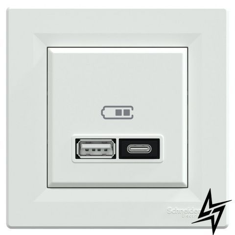 USB-розетка Schneider Electric EPH2700521 Asfora, белая, глянцевая, 220 В фото