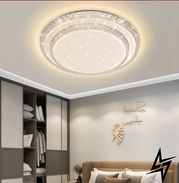 Потолочный светильник LED с пультом L23-37729 Белый W71140/400-k фото в живую, фото в дизайне интерьера