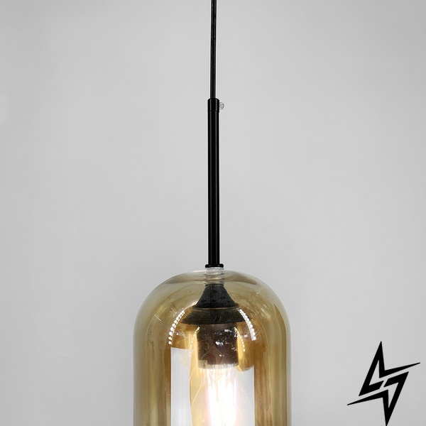 Черный светильник с двойным янтарным плафоном LE39462 Черный/Оранжевый 15см 1xE27 AA 330/1 BK+AM фото в живую, фото в дизайне интерьера