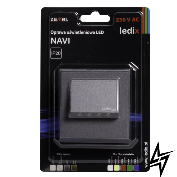 Настенный светильник Ledix Navi с рамкой 11-221-31 врезной Графит 5900K ЛЕД LED11122131 фото в живую, фото в дизайне интерьера
