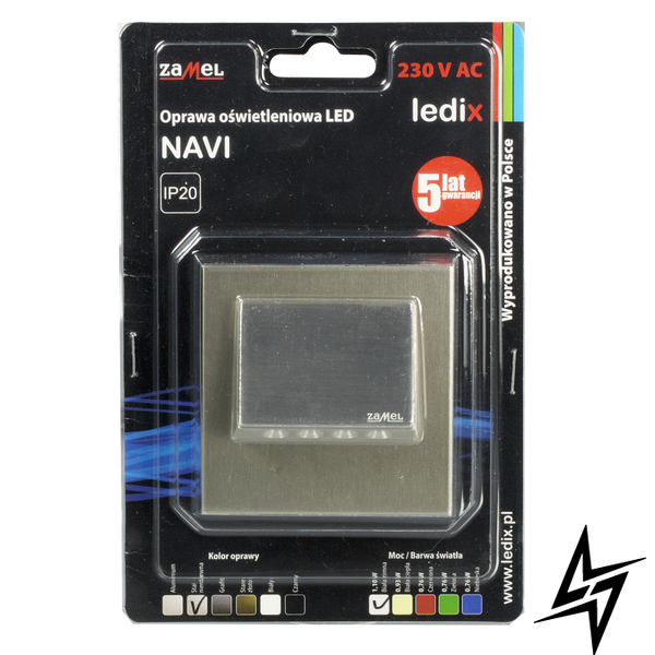 Настінний світильник Ledix Navi з рамкою 11-221-21 врізний Сталь 5900K LED LED11122121 фото наживо, фото в дизайні інтер'єру