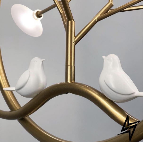 Воздушный подвес в корпусе золото с парой белоснежных птиц LE26272 9xG4 4000K 35x35см Золото/Белый H 686/9 GD FR фото в живую, фото в дизайне интерьера