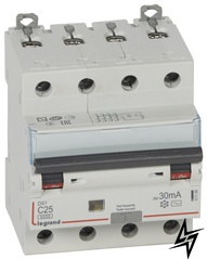 Диференціальний автоматичний вимикач 4P C 25A 30мA AC, 411188 Legrand фото